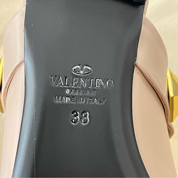 Valentino Beige Leather Rockstud-embellishment pointed-toe mules size 7.5 NEW! - Picture 6 of 12
